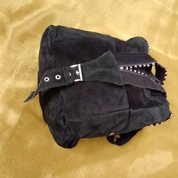 Backpack Handmade Women's Suede Black Backpack - Picture 10 of 15